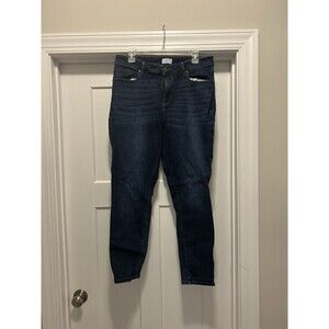 LOFT Women's Curvy Skinny Jeans Size 14 Blue Cotton Blend Zip Pockets Skinny Leg